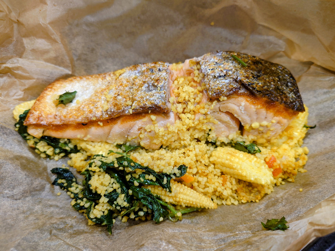 Salmon In a Bag with a Mango, Lime and Coconut Salad